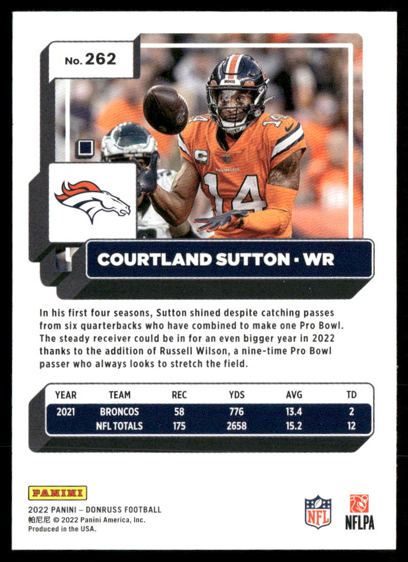 Courtland Sutton 2022 Donruss #262 Denver Broncos