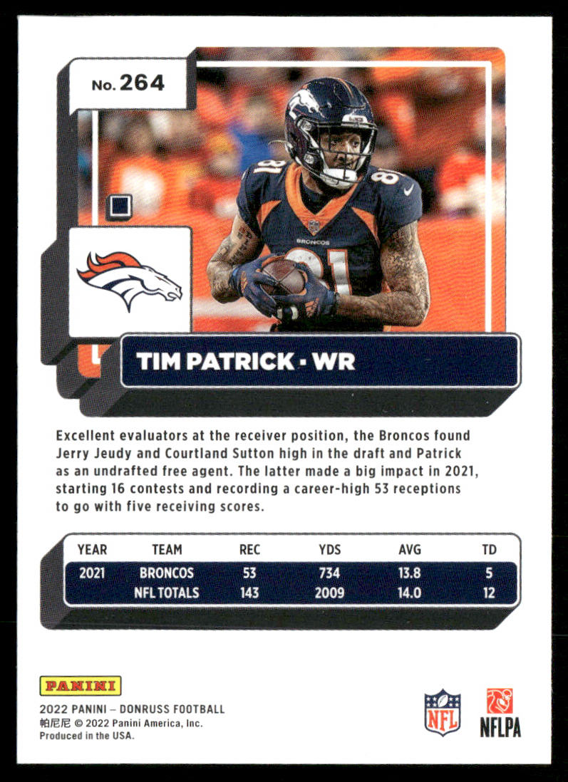 Tim Patrick 2022 Donruss #264 Denver Broncos
