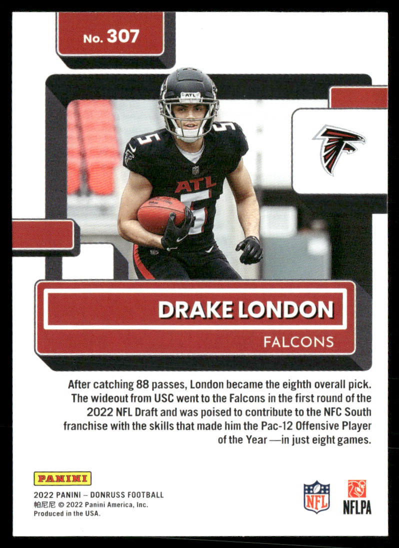 Drake London 2022 Donruss #307 RC Atlanta Falcons