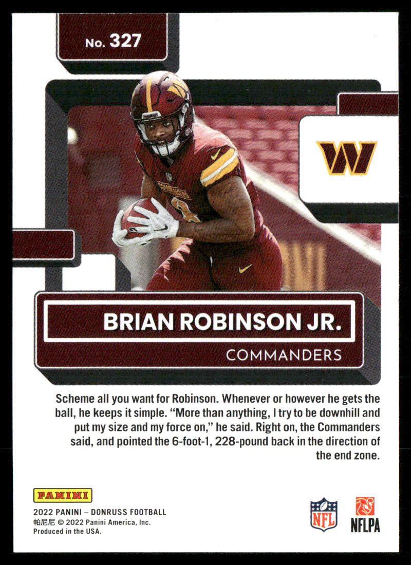 Brian Robinson Jr. 2022 Donruss #327 RC Washington Commanders