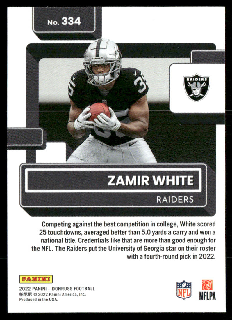 Zamir White 2022 Donruss #334 RC Las Vegas Raiders
