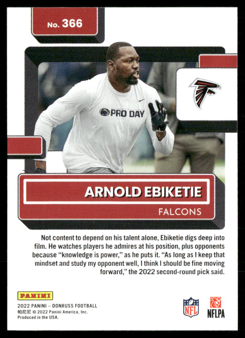 Arnold Ebiketie 2022 Donruss #366 RC Atlanta Falcons