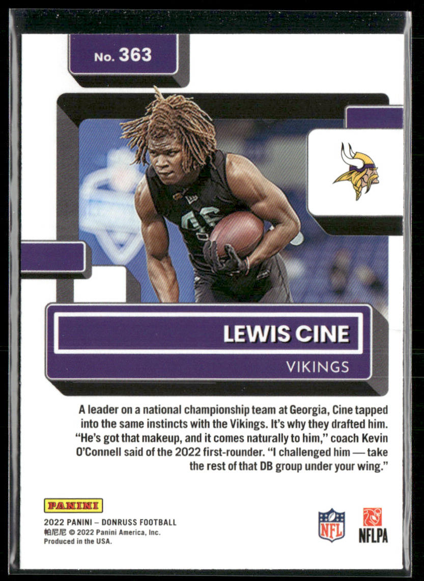Lewis Cine 2022 Donruss Blue Press Proof #363 RC Minnesota Vikings