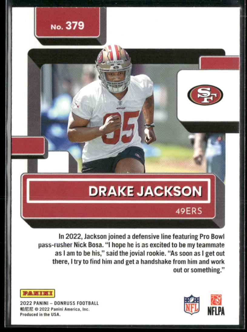Drake Jackson 2022 Donruss Blue Press Proof #379 RC San Francisco 49ers