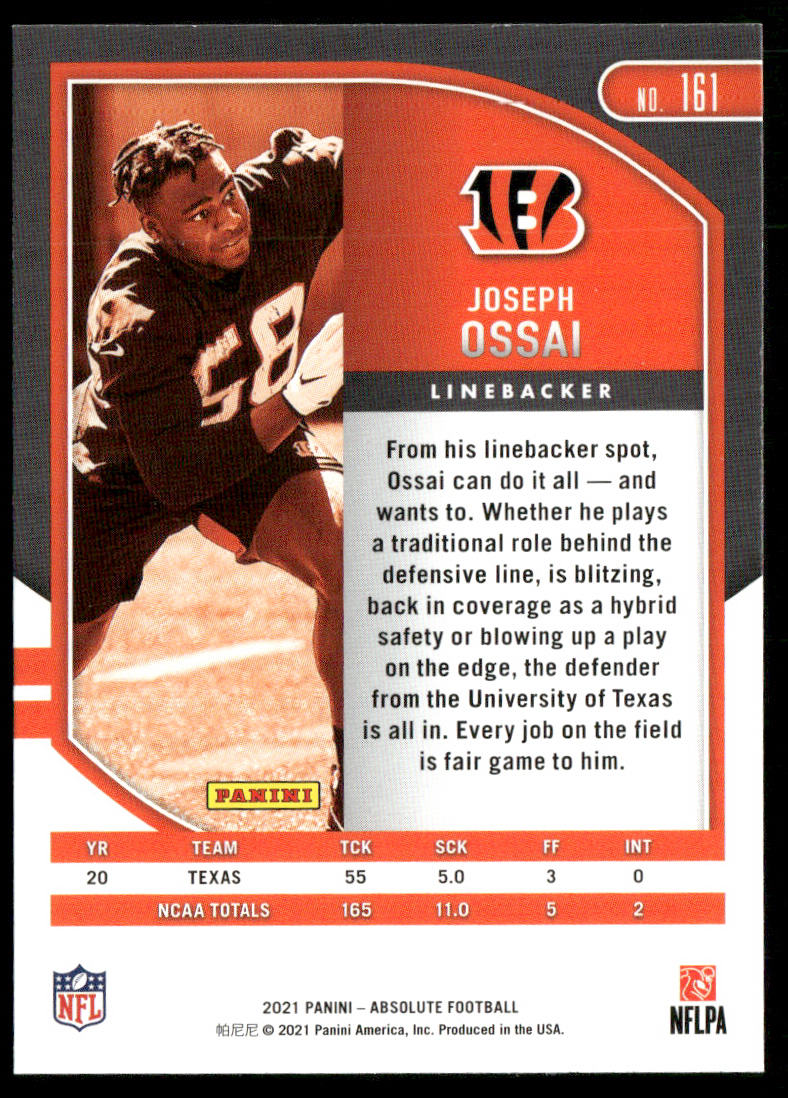 Joseph Ossai 2021 Panini Absolute Retail #161 RC Cincinnati Bengals