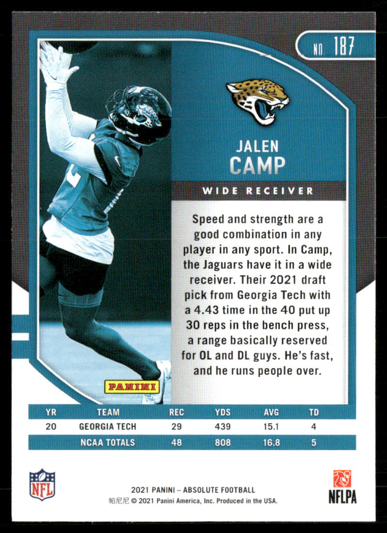 Jalen Camp 2021 Panini Absolute Retail #187 RC Jacksonville Jaguars