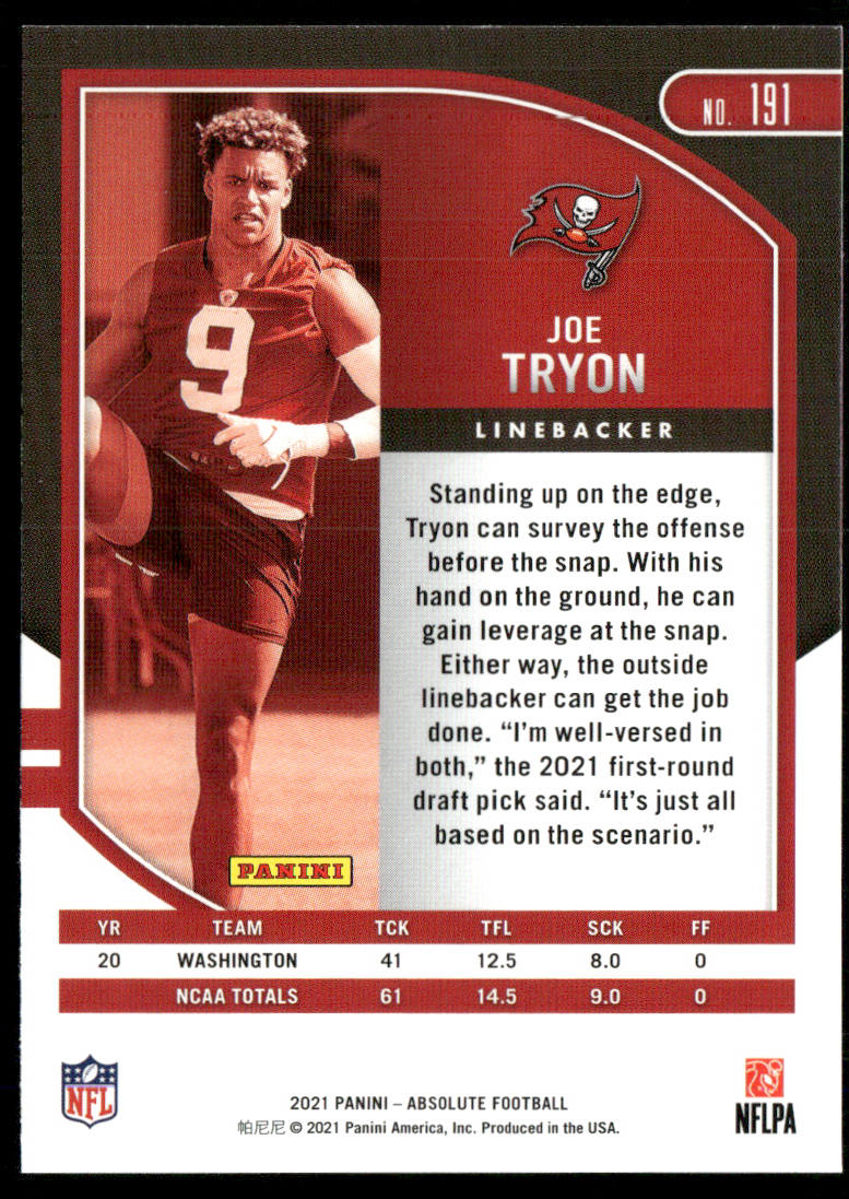 Joe Tryon 2021 Panini Absolute Retail #191 RC Tampa Bay Buccaneers