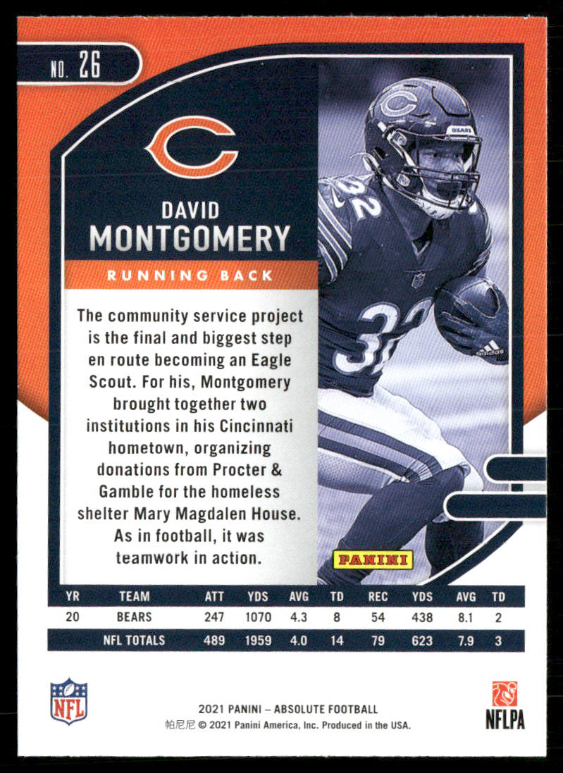 David Montgomery 2021 Panini Absolute Retail #26 Chicago Bears