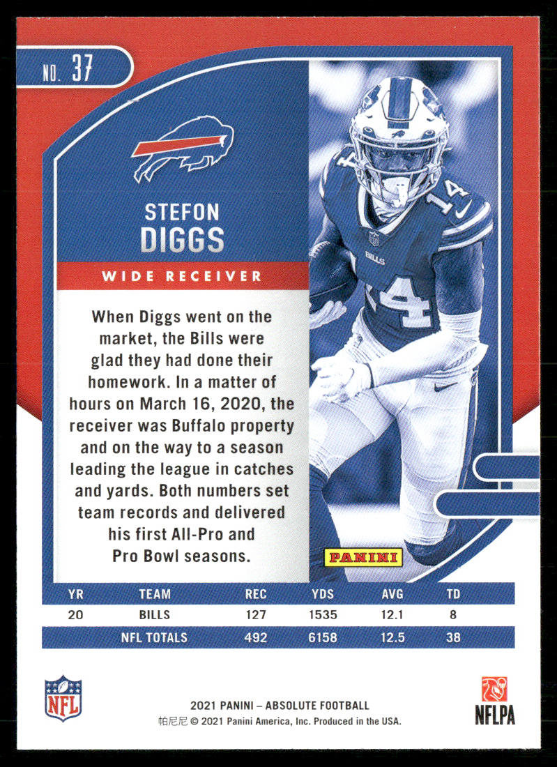 Stefon Diggs 2021 Panini Absolute Retail #37 Buffalo Bills