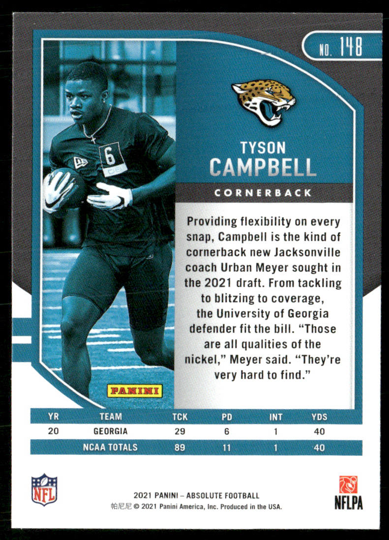 Tyson Campbell 2021 Panini Absolute Retail #148 RC Jacksonville Jaguars