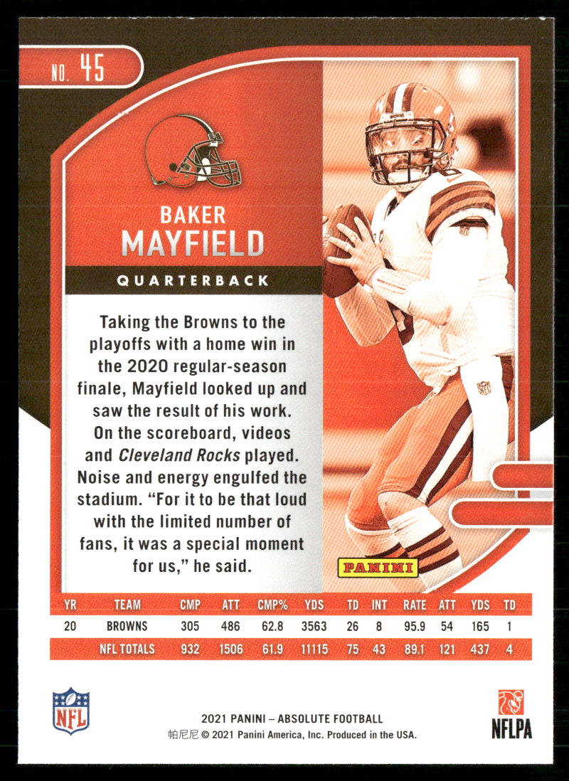 Baker Mayfield 2021 Panini Absolute Retail #45 Cleveland Browns
