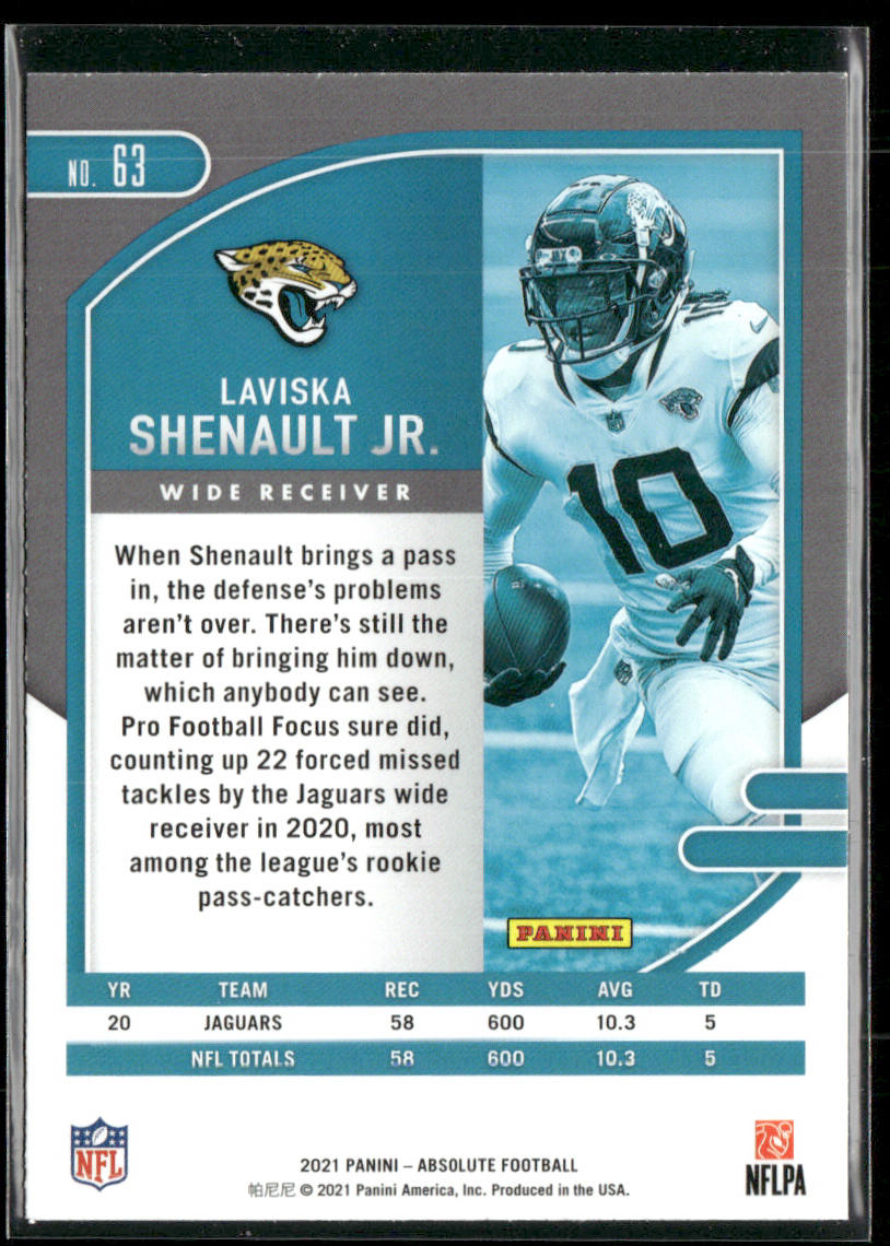 Laviska Shenault Jr. 2021 Panini Absolute Green #63 Jacksonville Jaguars