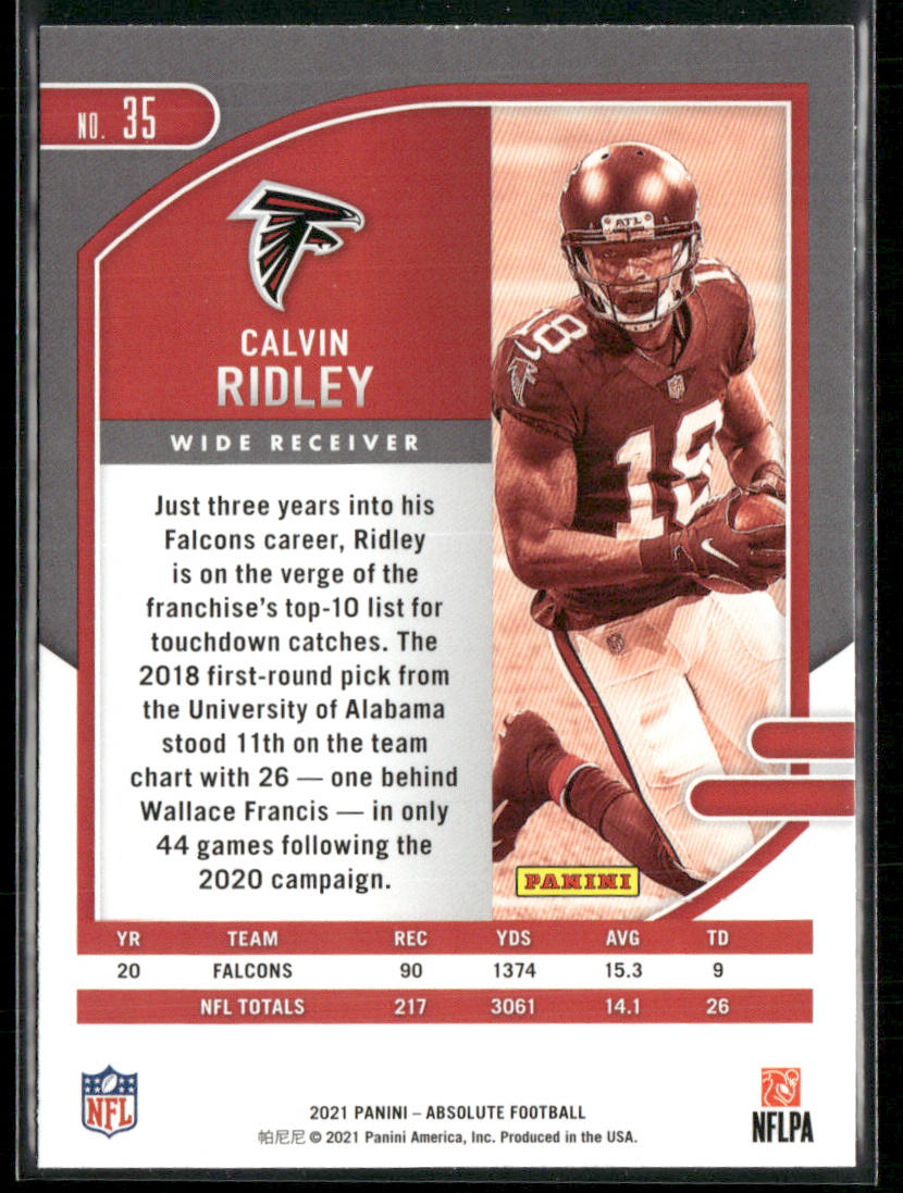 Calvin Ridley 2021 Panini Absolute Green #35 Atlanta Falcons