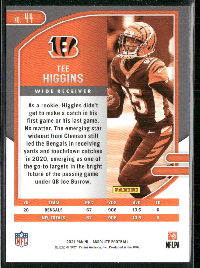 Tee Higgins 2021 Panini Absolute Green #44 Cincinnati Bengals
