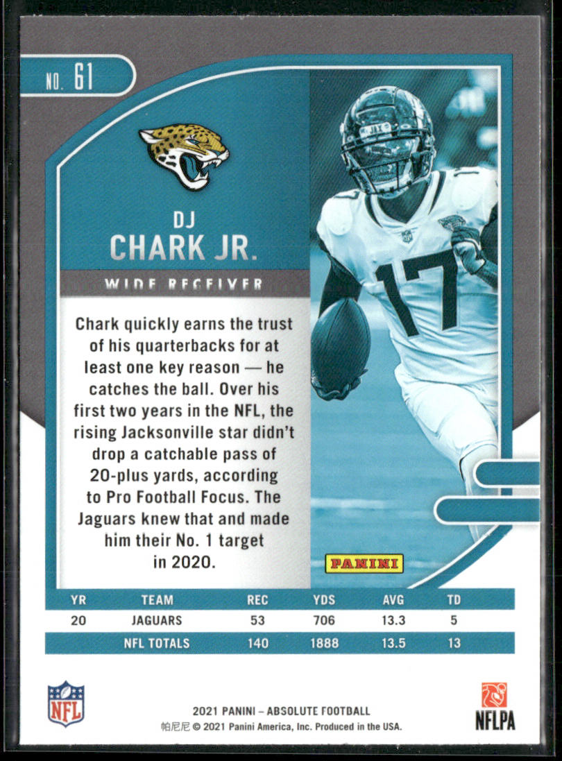 DJ Chark Jr. 2021 Panini Absolute Green #61 Jacksonville Jaguars