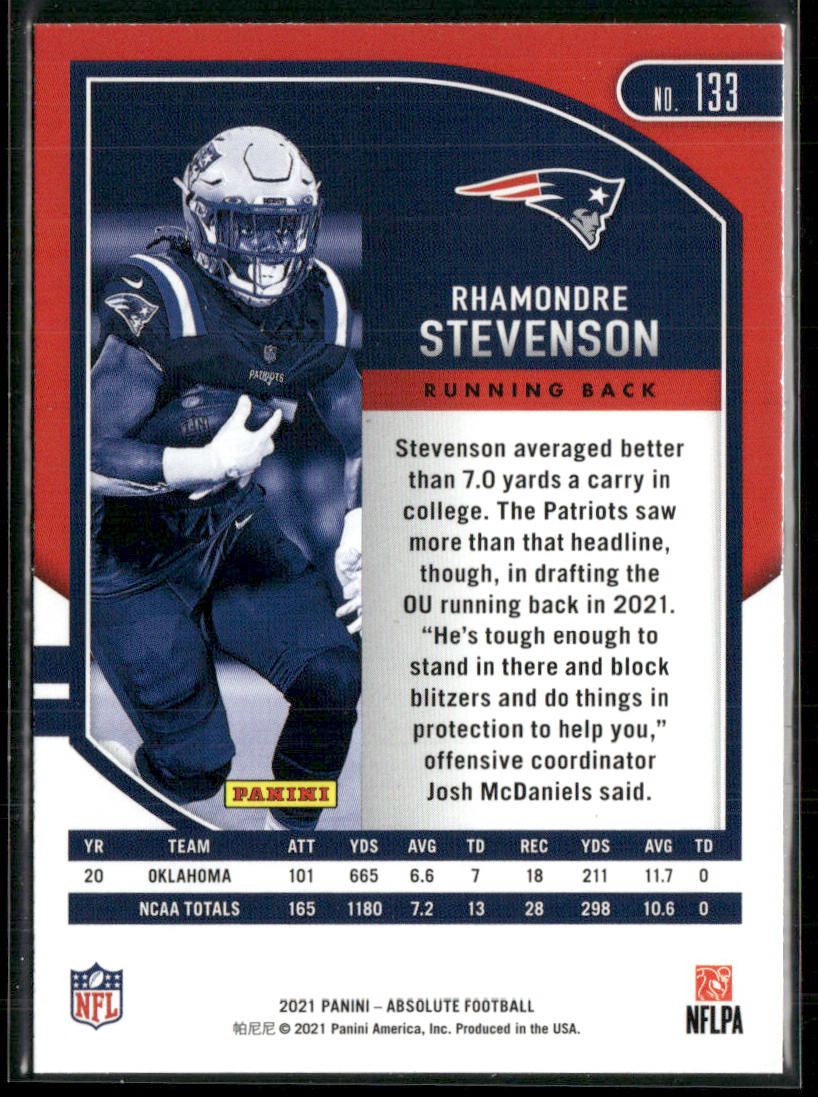 Rhamondre Stevenson 2021 Panini Absolute Green #133 New England Patriots