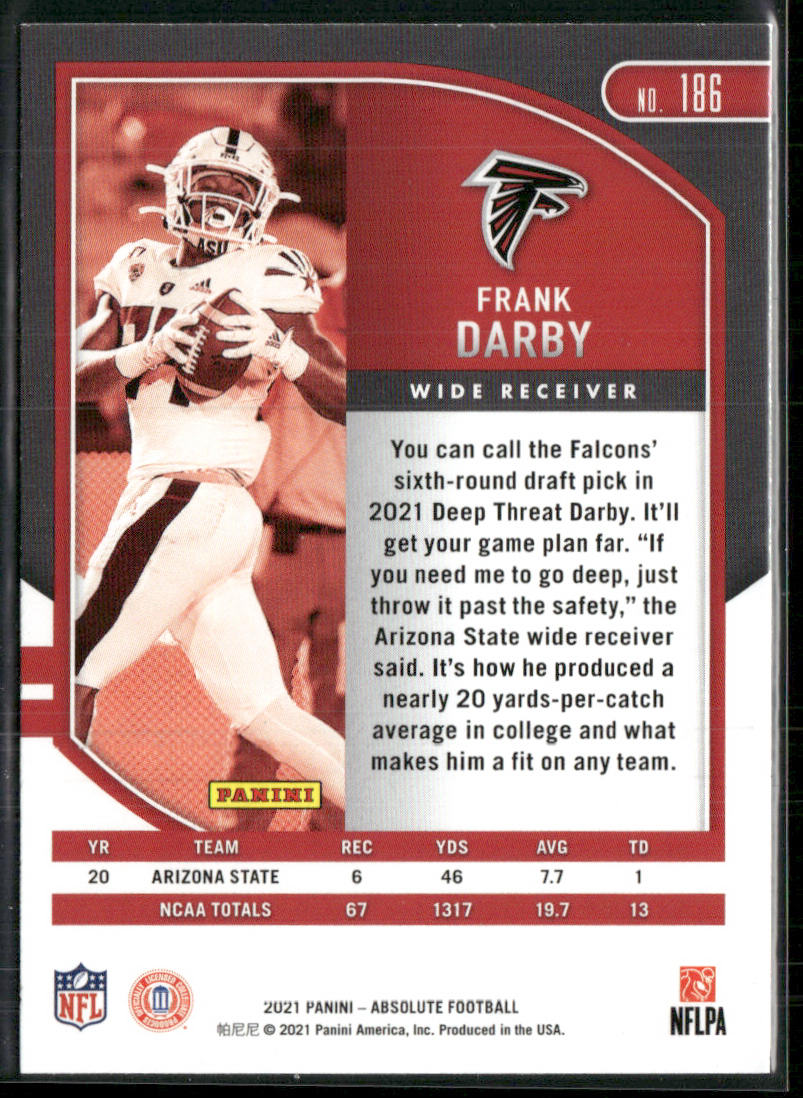 Frank Darby 2021 Panini Absolute Green #186 Atlanta Falcons