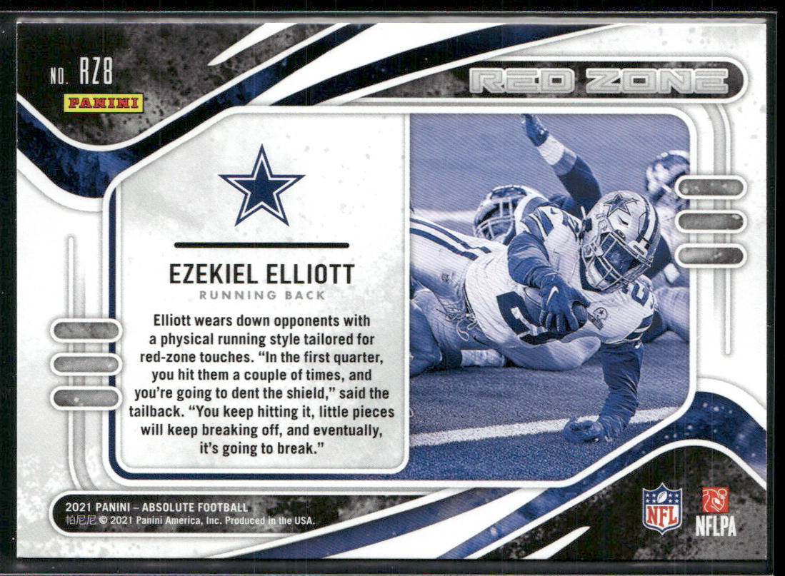 Ezekiel Elliott 2021 Panini Absolute Red Zone #RZ8 Dallas Cowboys