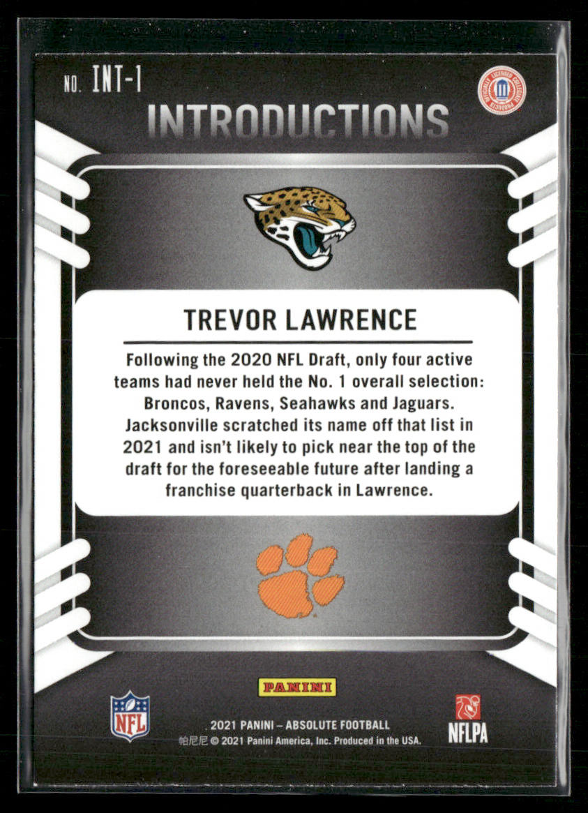 Trevor Lawrence 2021 Panini Absolute Introductions #INT-1