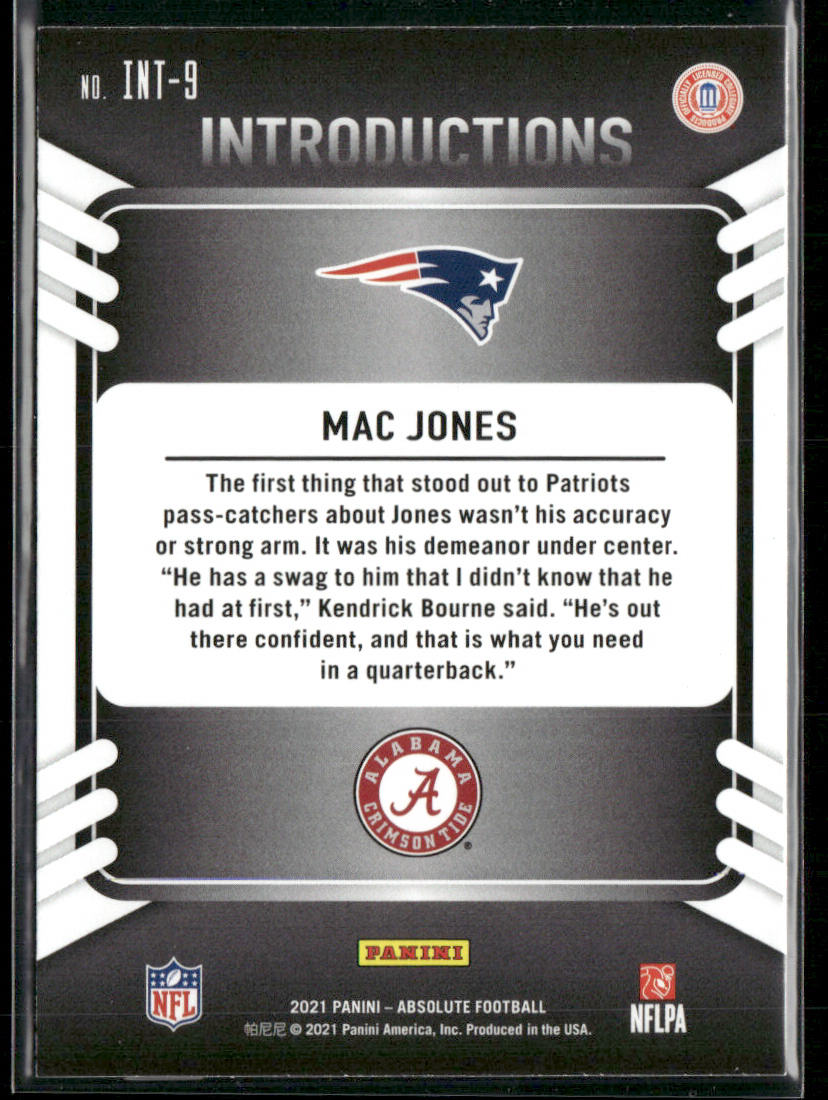 Mac Jones 2021 Panini Absolute Introductions #INT-9