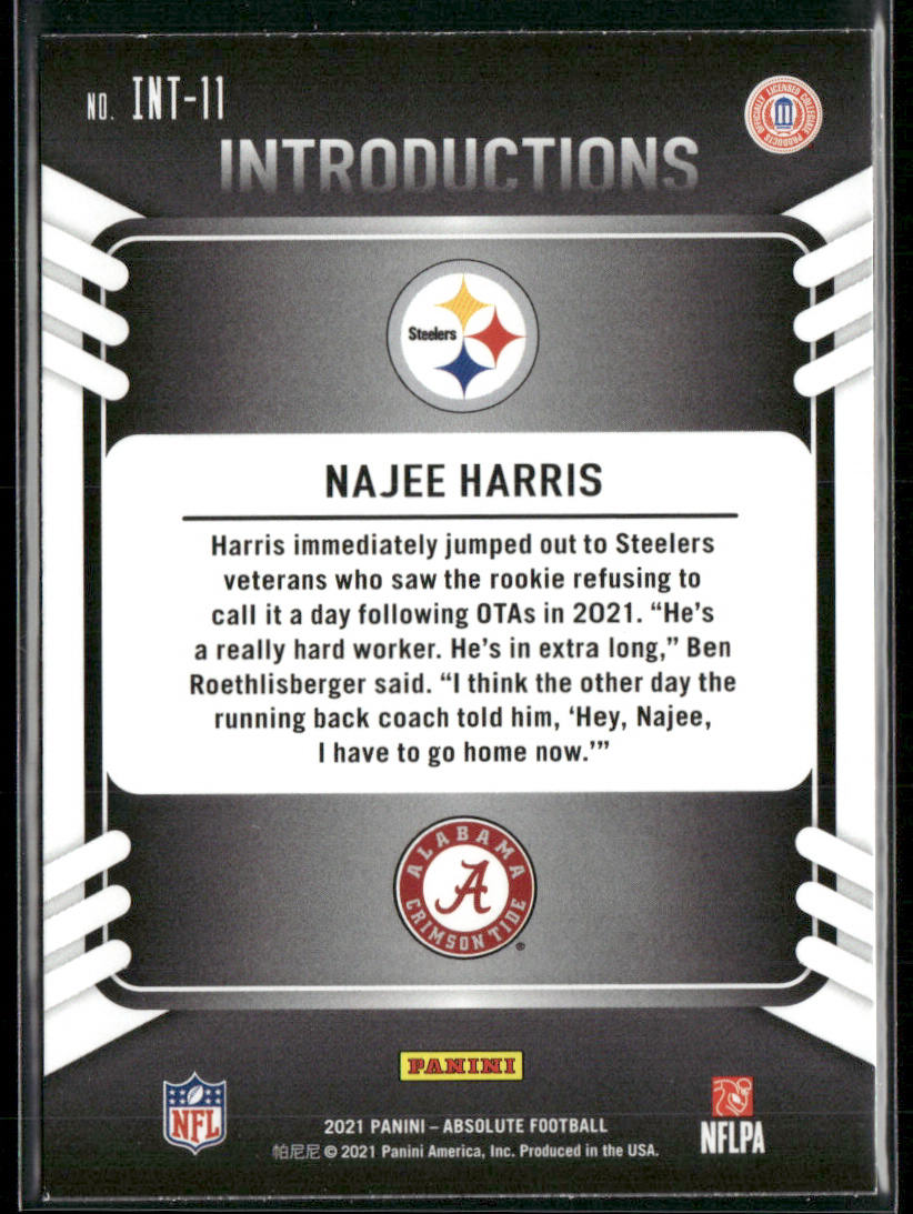Najee Harris 2021 Panini Absolute Introductions #INT-11