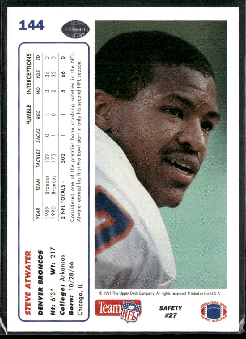 Steve Atwater 1991 Upper Deck #144b Denver Broncos