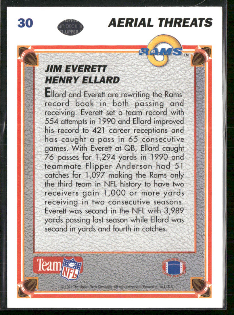 Jim Everett / Henry Ellard AT 1991 Upper Deck #30 Los Angeles Rams