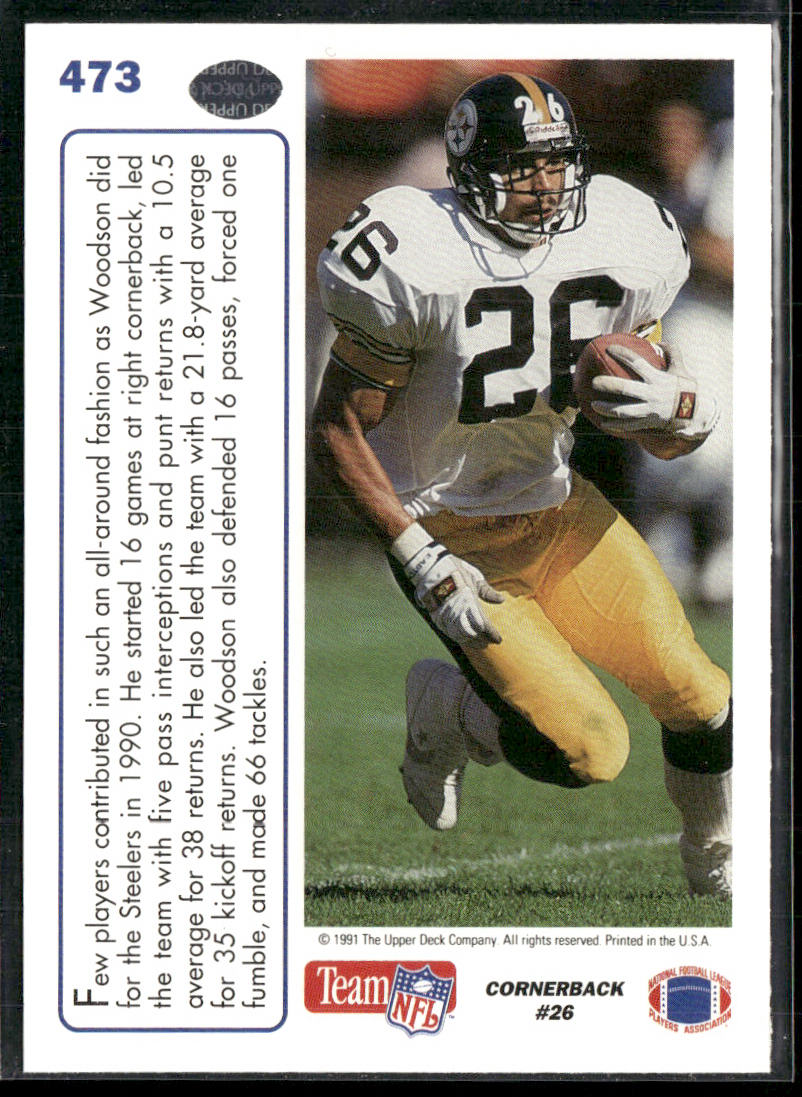 Rod Woodson 1991 Upper Deck #473 Pittsburgh Steelers