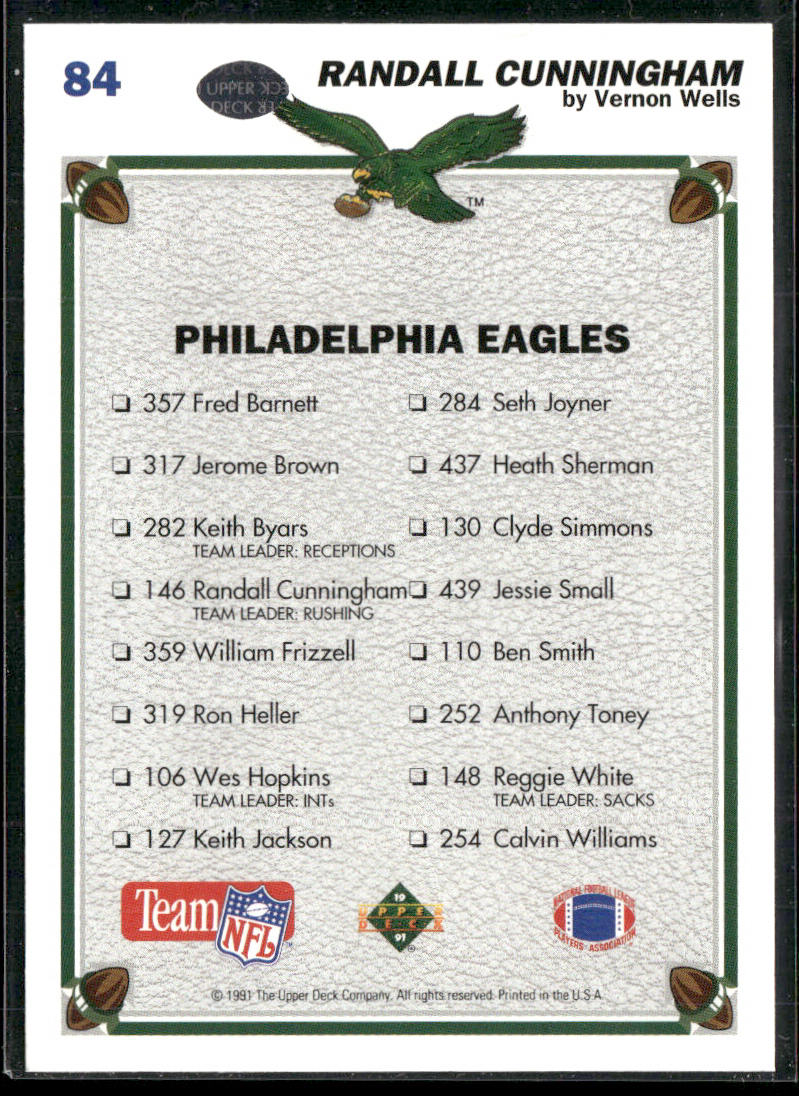 Randall Cunningham 1991 Upper Deck #84 Philadelphia Eagles