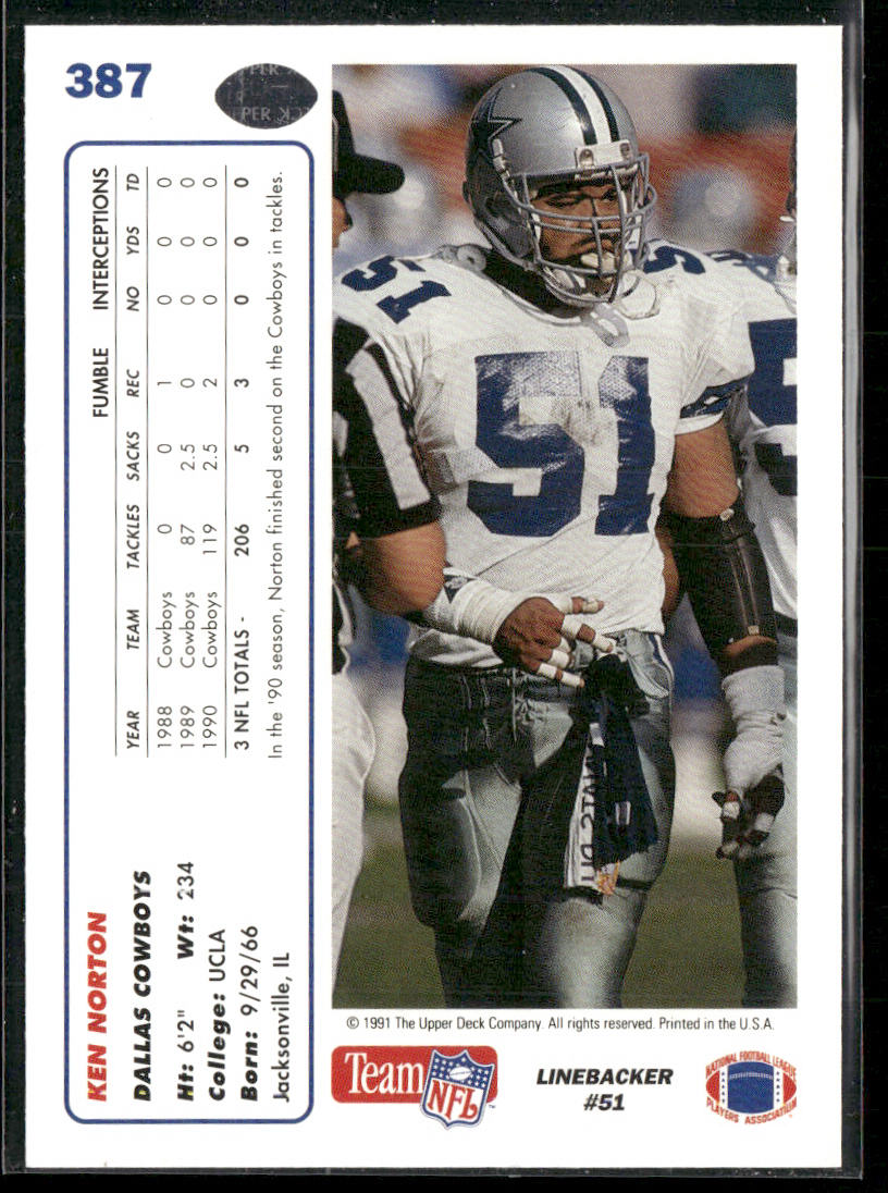 Ken Norton 1991 Upper Deck #387c Dallas Cowboys