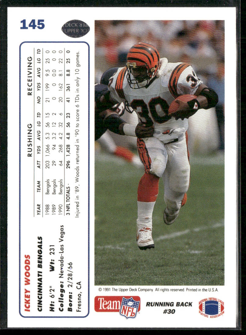 Ickey Woods 1991 Upper Deck #145 Cincinnati Bengals