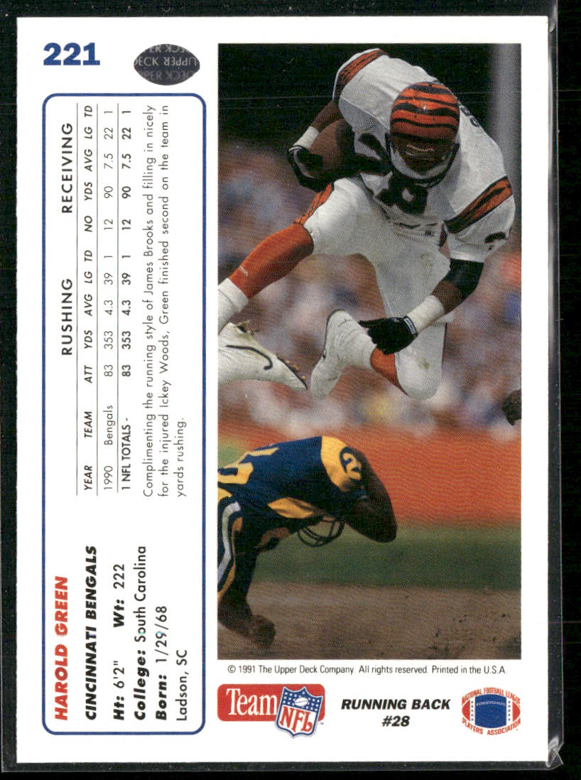 Harold Green 1991 Upper Deck #221c Cincinnati Bengals