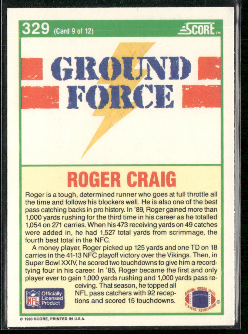 Roger Craig 1990 Score #329 San Francisco 49ers