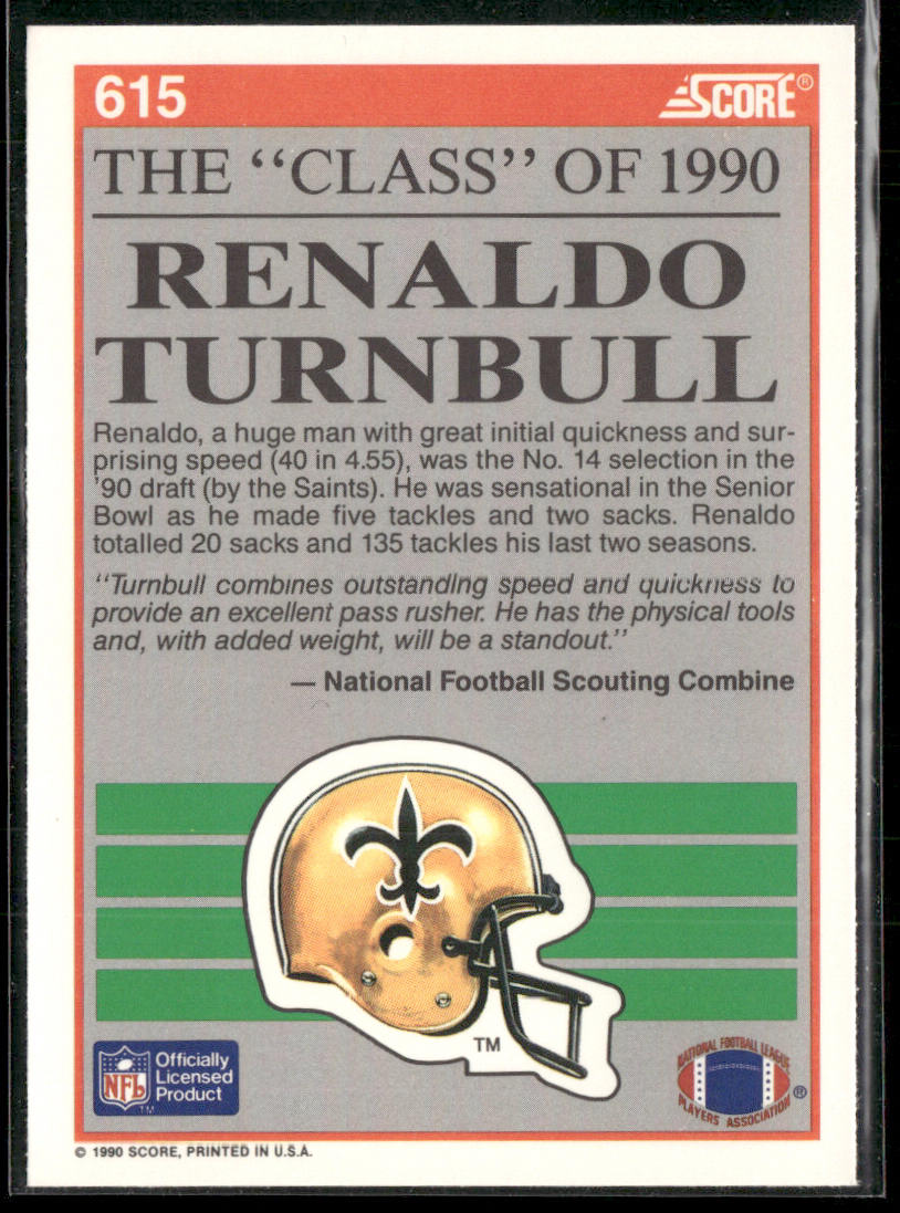 Renaldo Turnbull 1990 Score #615 New Orleans Saints