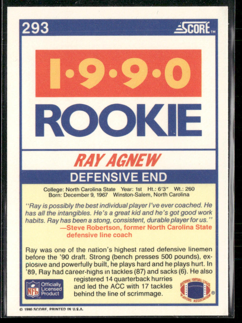 Ray Agnew 1990 Score #293 RC NC State Wolfpack
