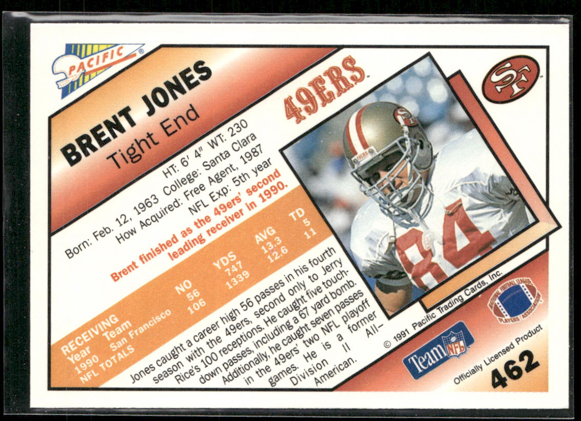 Brent Jones 1991 Pacific #462 San Francisco 49ers