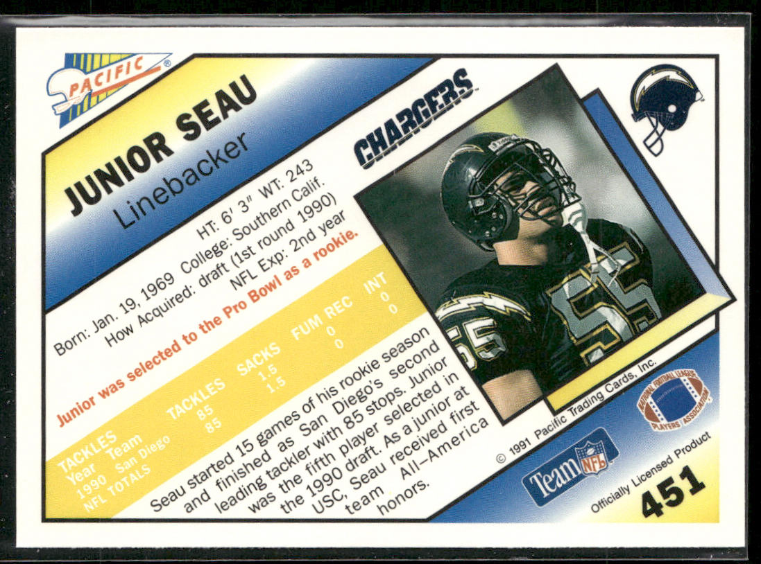 Junior Seau 1991 Pacific #451 San Diego Chargers