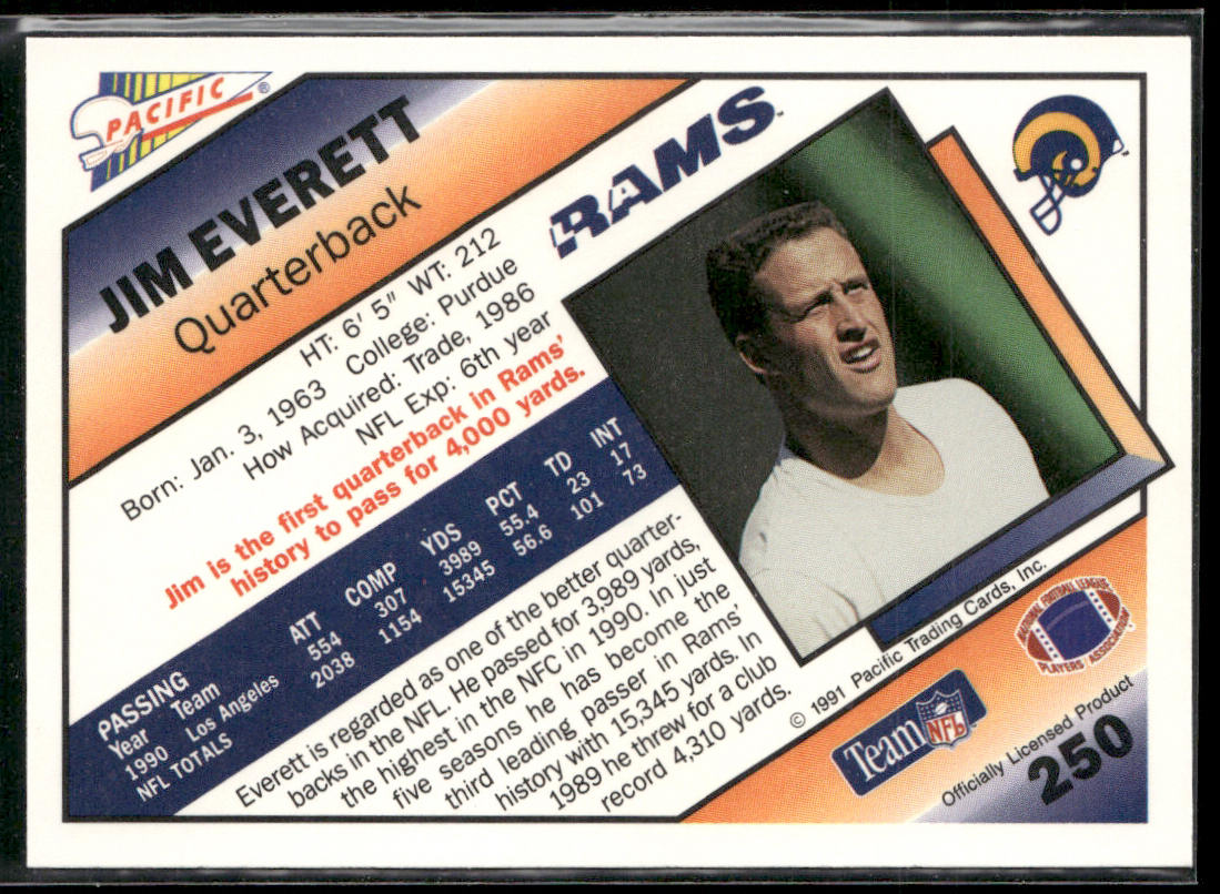 Jim Everett 1991 Pacific #250 Los Angeles Rams