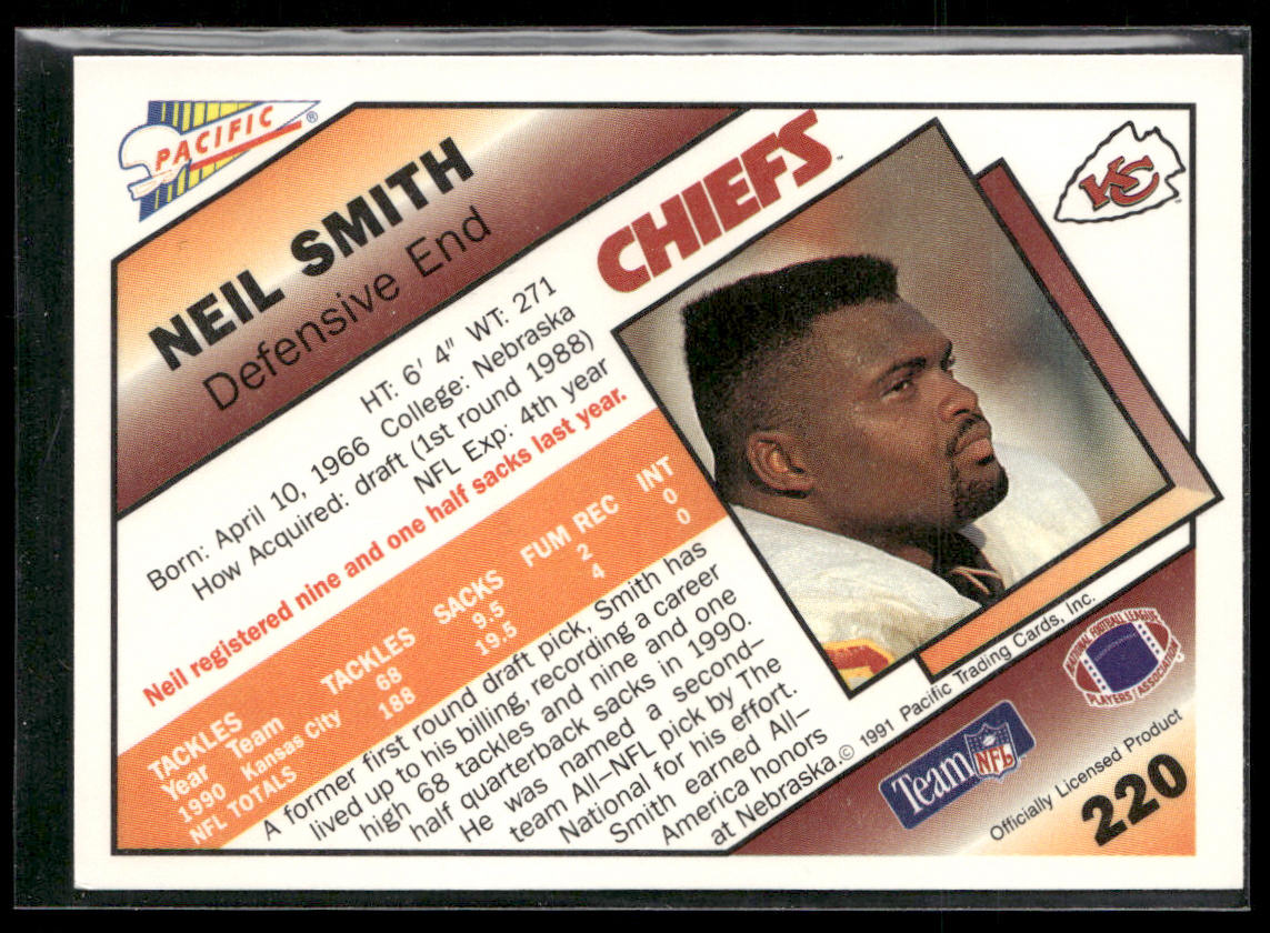 Neil Smith 1991 Pacific #220 Kansas City Chiefs