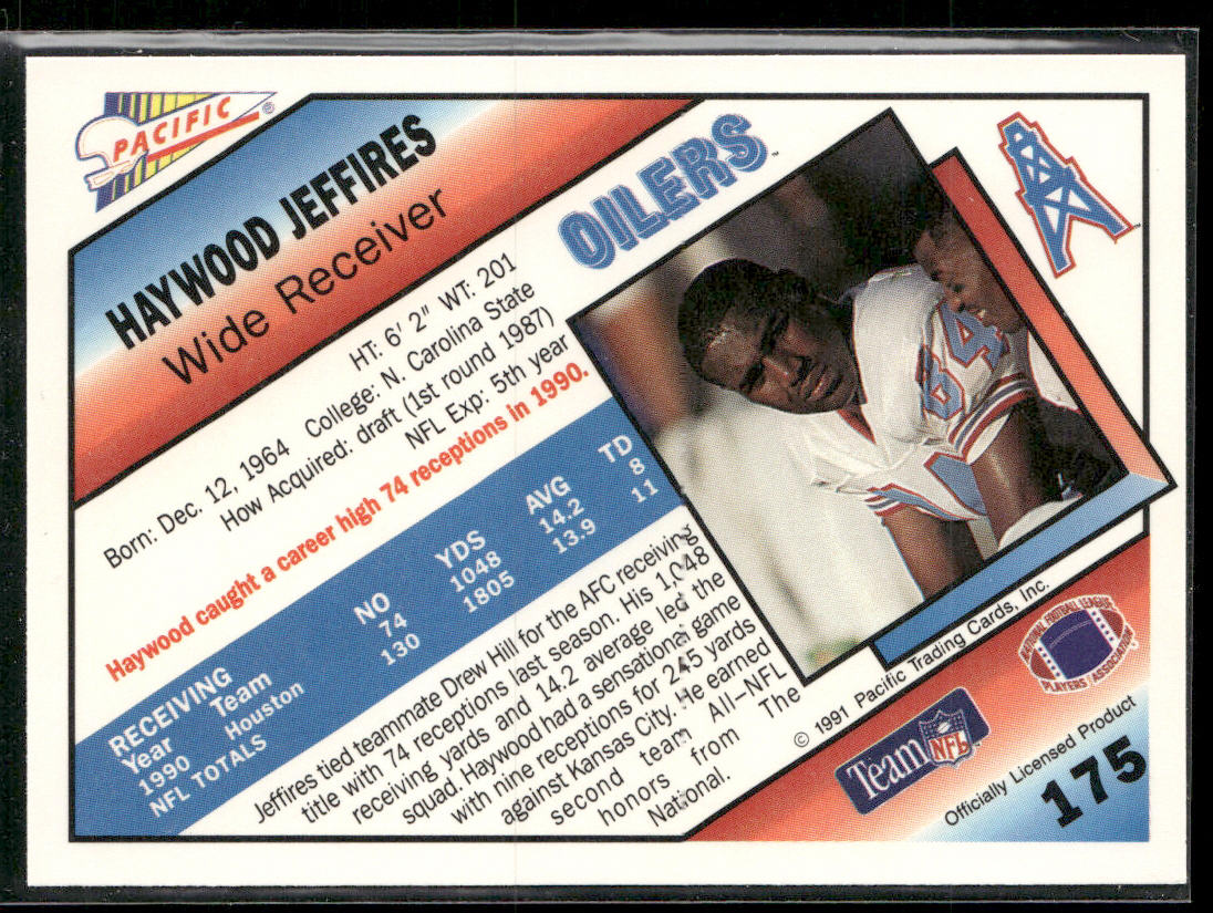 Haywood Jeffires 1991 Pacific #175a Houston Oilers