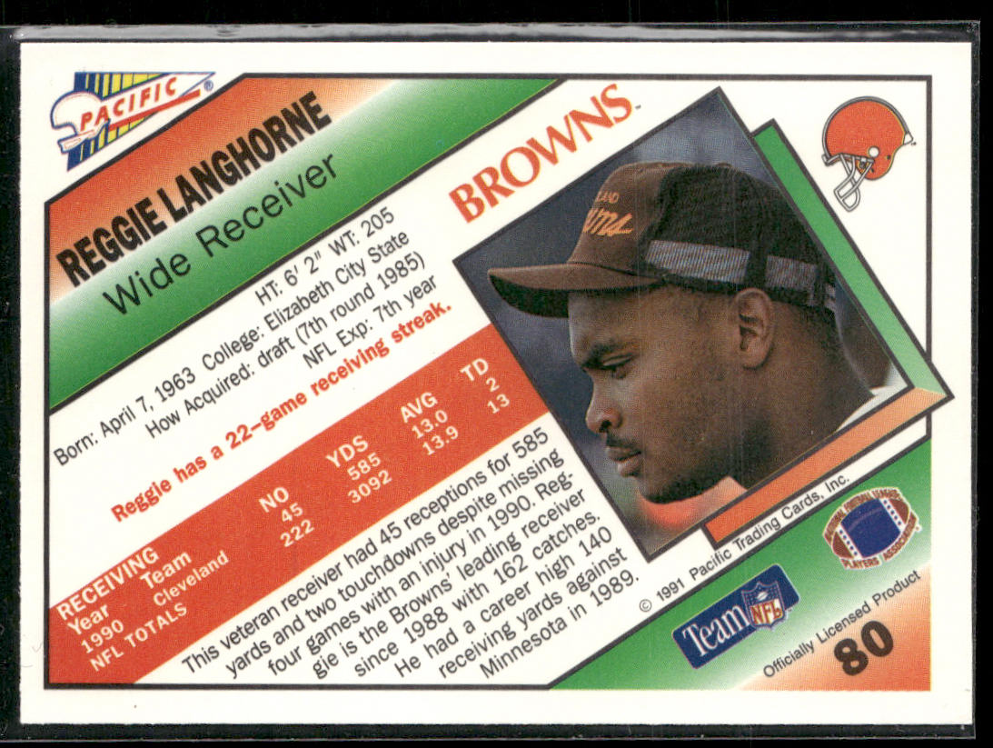 Reggie Langhorne 1991 Pacific #80 Cleveland Browns