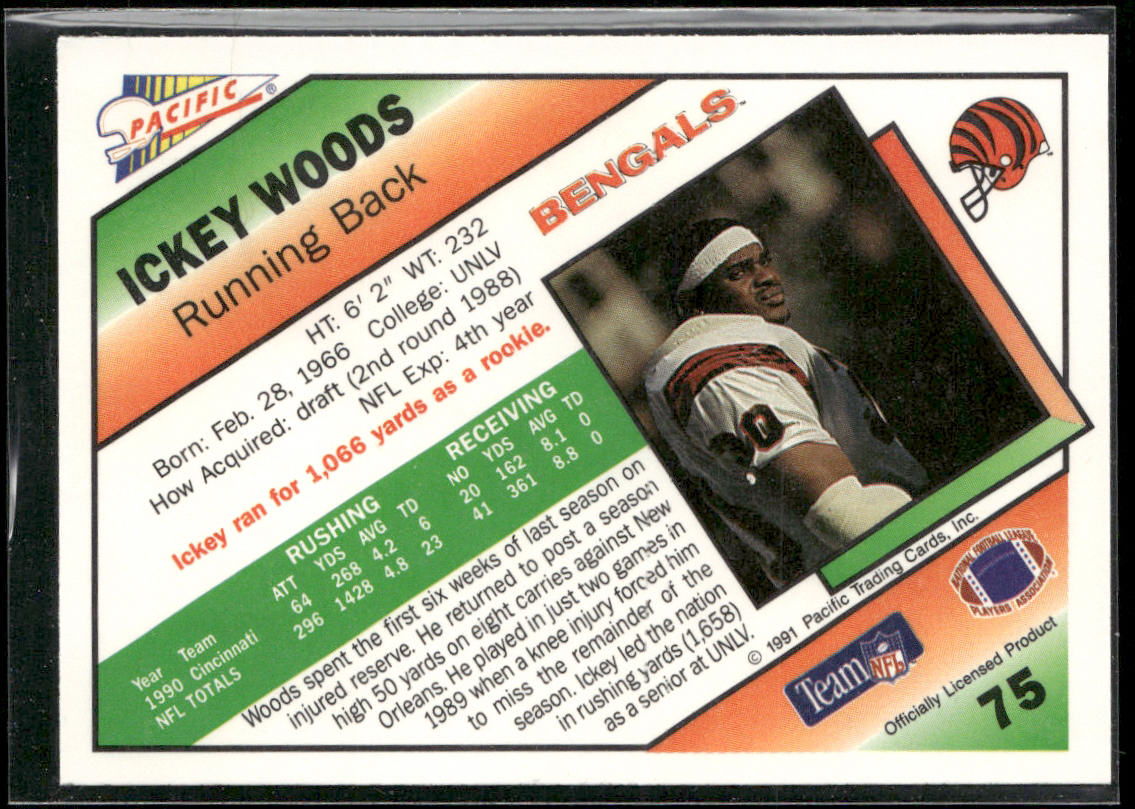 Ickey Woods 1991 Pacific #75 Cincinnati Bengals