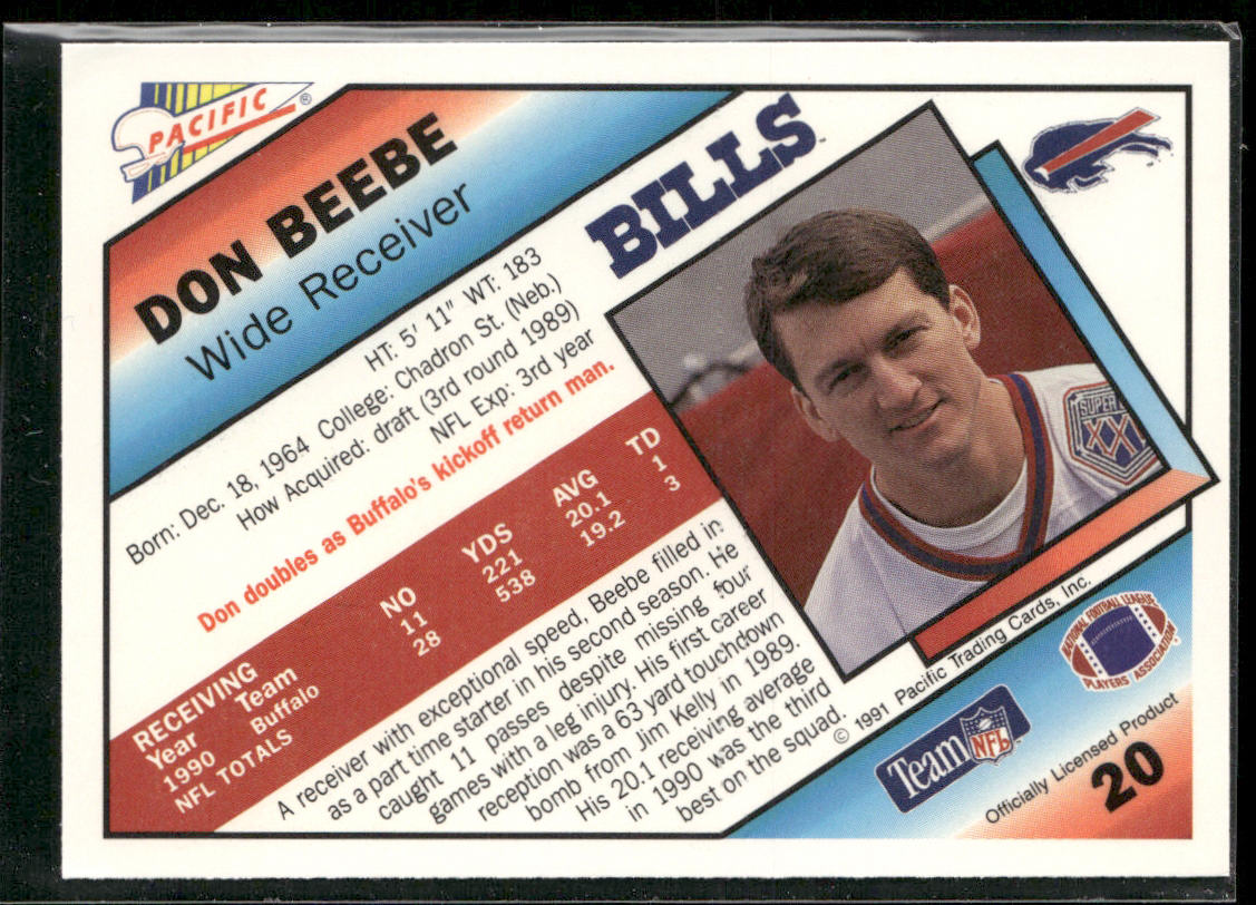Don Beebe 1991 Pacific #20 Buffalo Bills