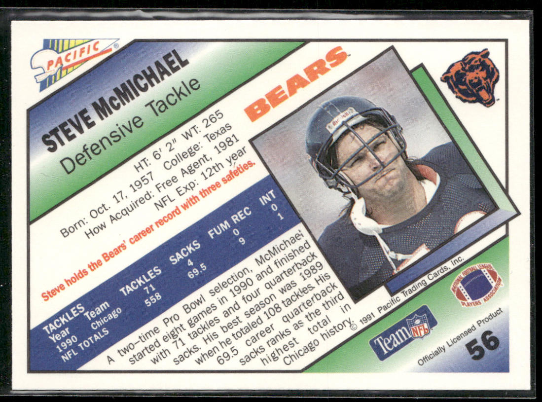 Steve McMichael 1991 Pacific #56 Chicago Bears