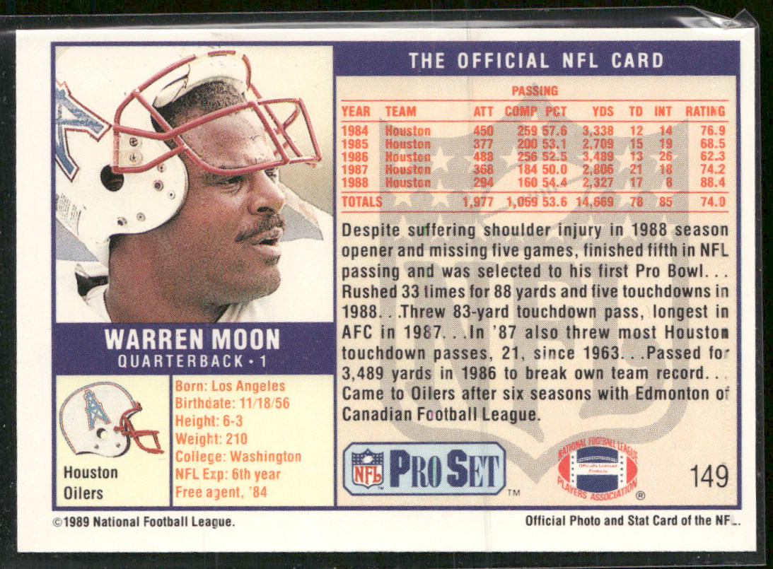 Warren Moon 1989 Pro Set #149 Houston Oilers