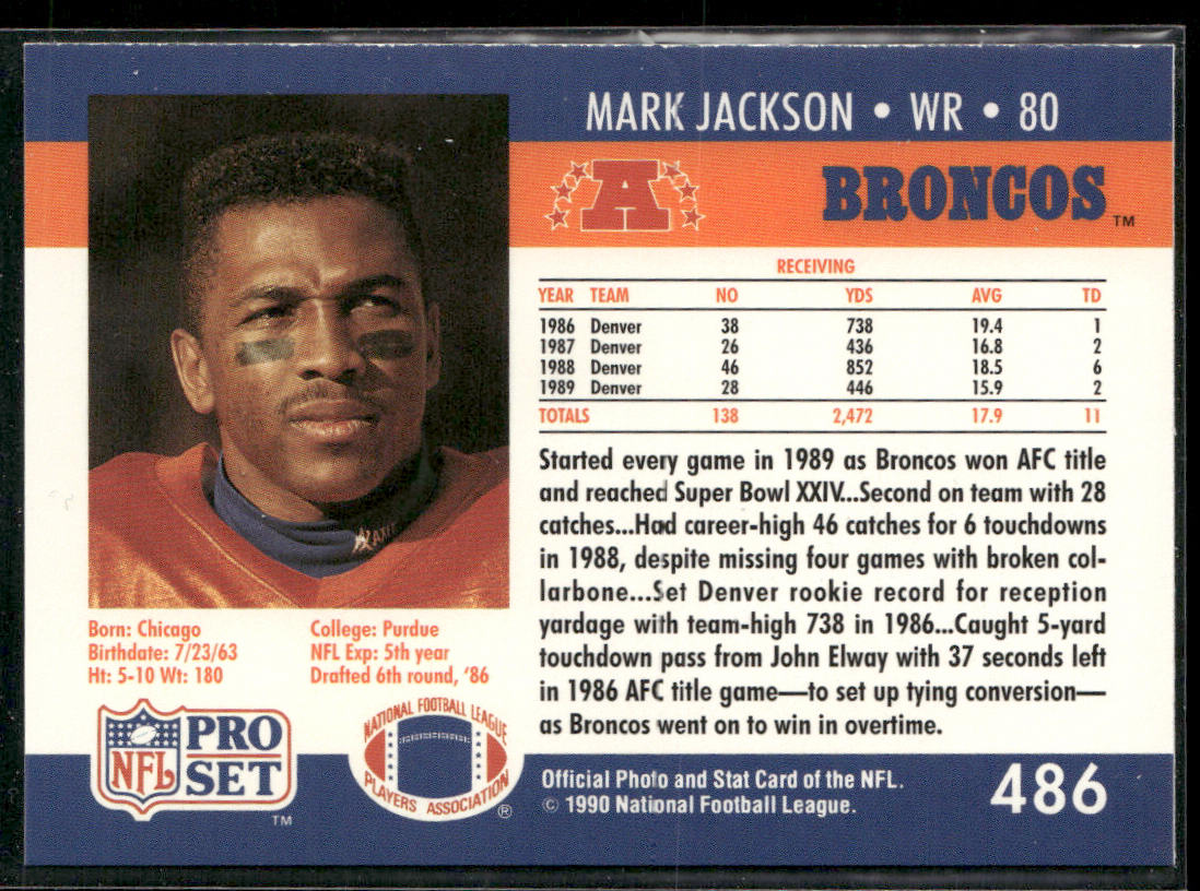 Mark Jackson 1990 Pro Set #486 Denver Broncos