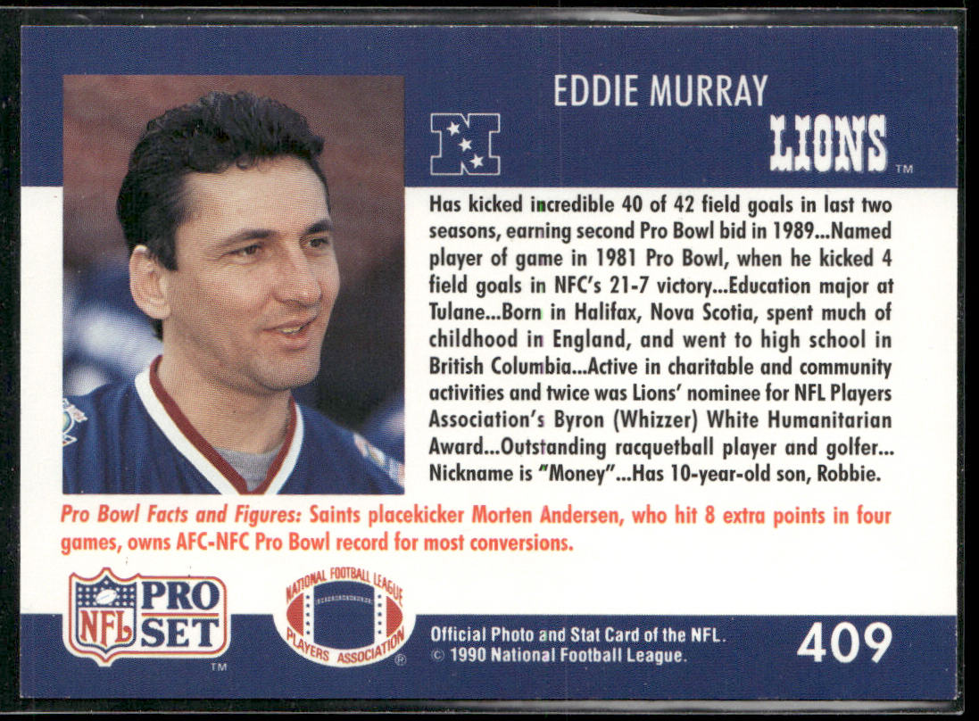 Eddie Murray 1990 Pro Set #409 Detroit Lions