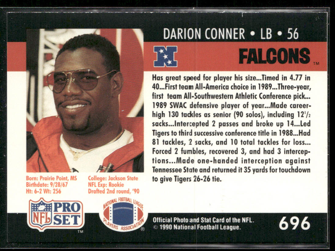 Darion Conner 1990 Pro Set #696 RC Atlanta Falcons