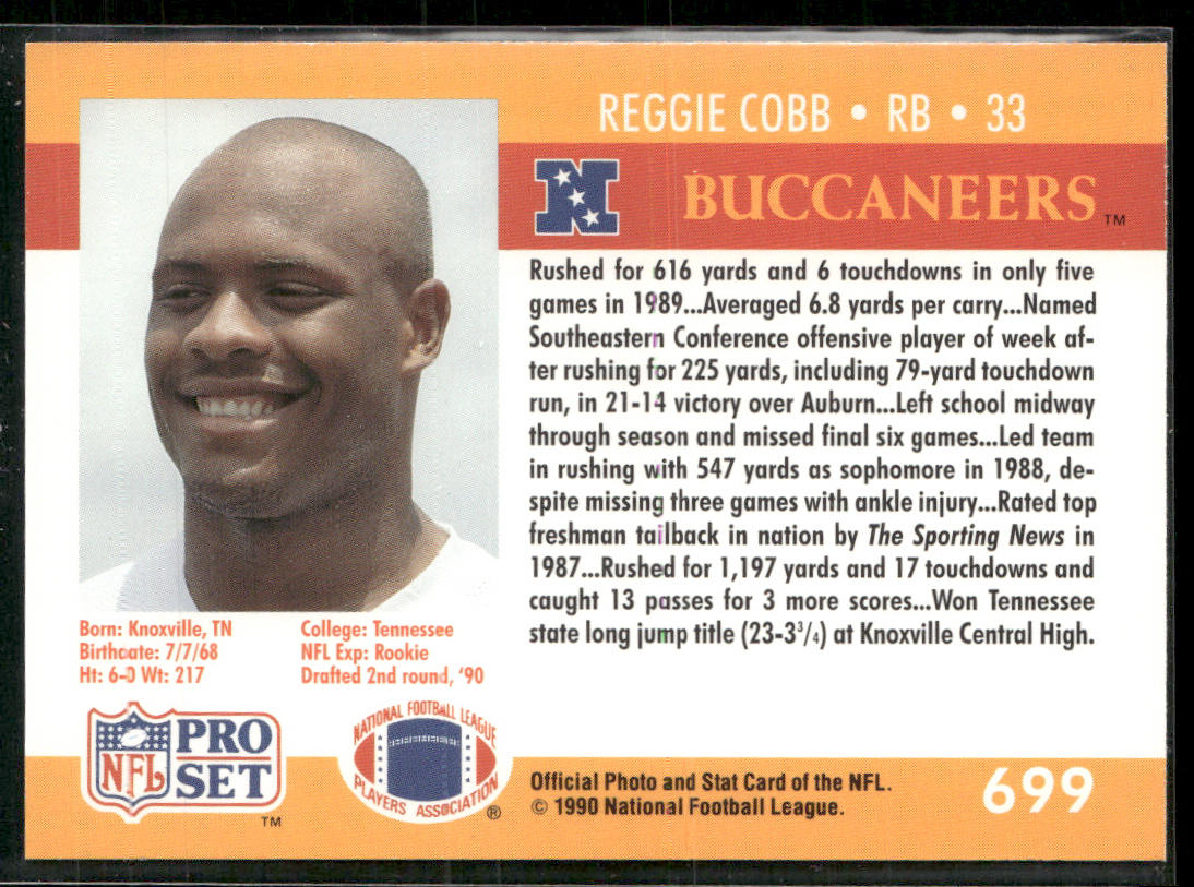 Reggie Cobb 1990 Pro Set #699 RC Tampa Bay Buccaneers
