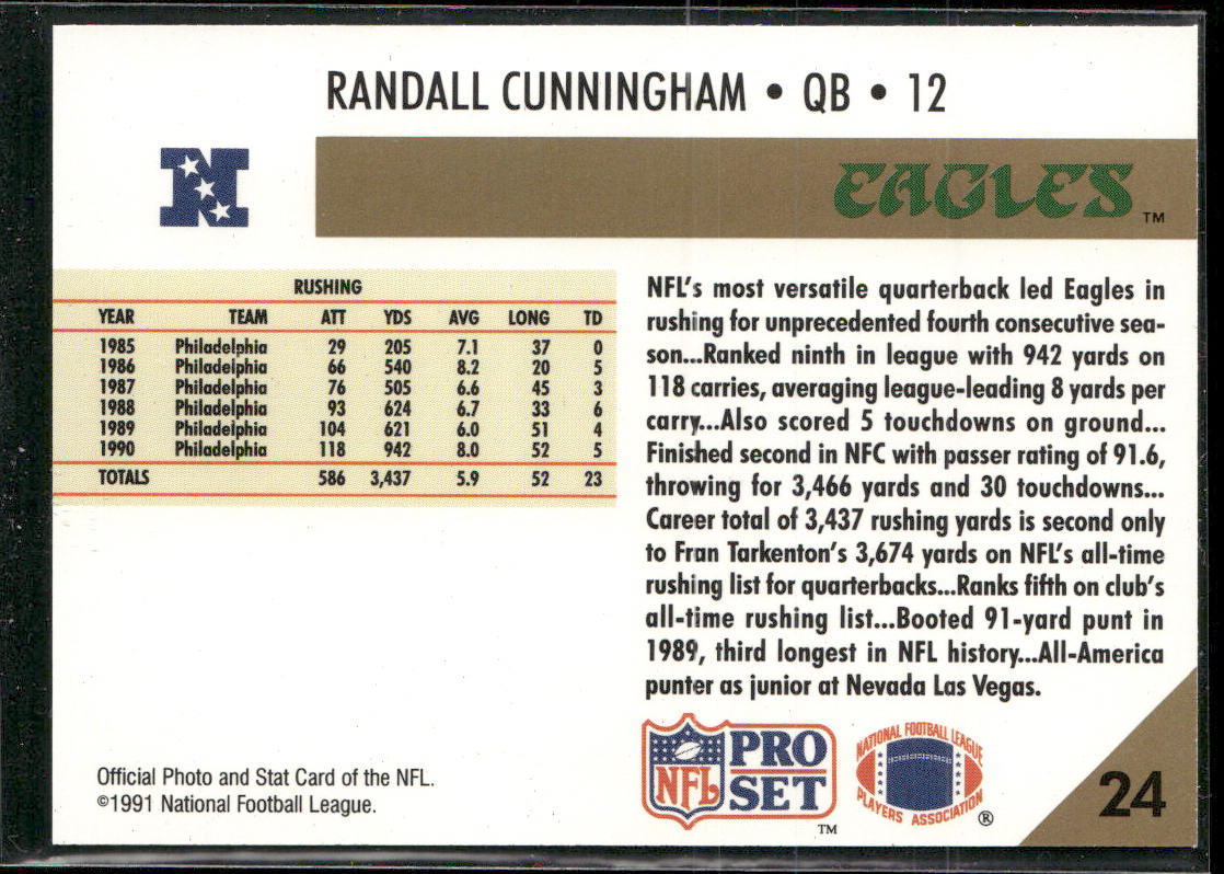 Randall Cunningham 1991 Pro Set #24 Philadelphia Eagles